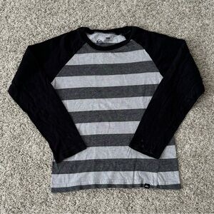 Boys Quicksilver striped black and gray long sleeve T Shirt Size 7